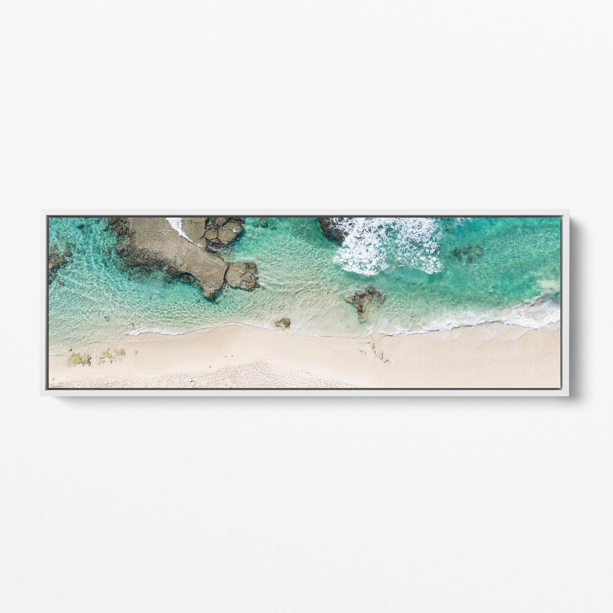 Yallingup rock shelf panoramic white framed canvas