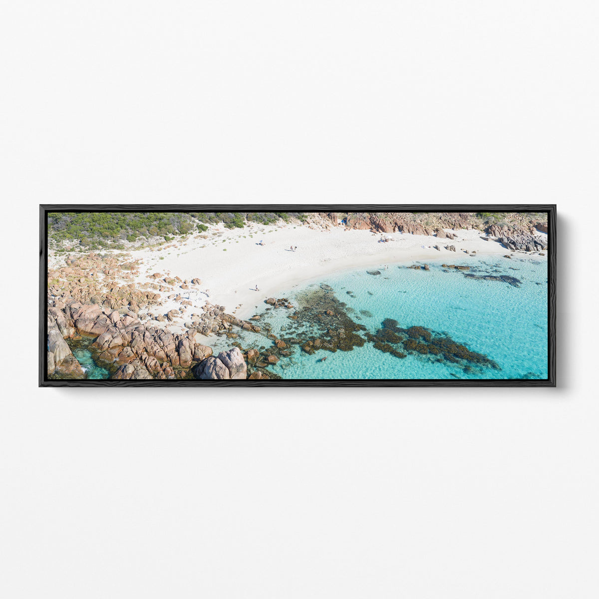 Eagle Bay Cove panoramic black framed canvas
