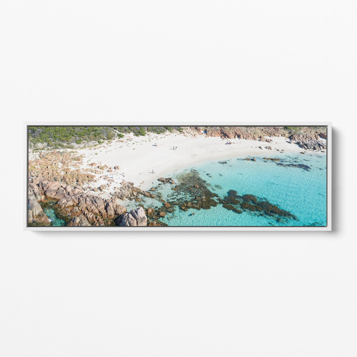 Eagle Bay Cove panoramic white framed canvas