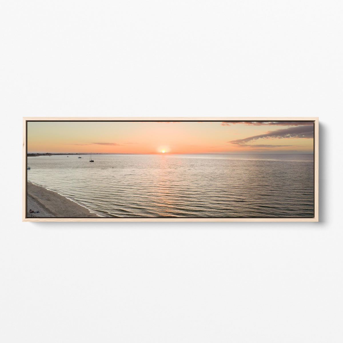 Busselton Beach sunset panoramic oak framed canvas