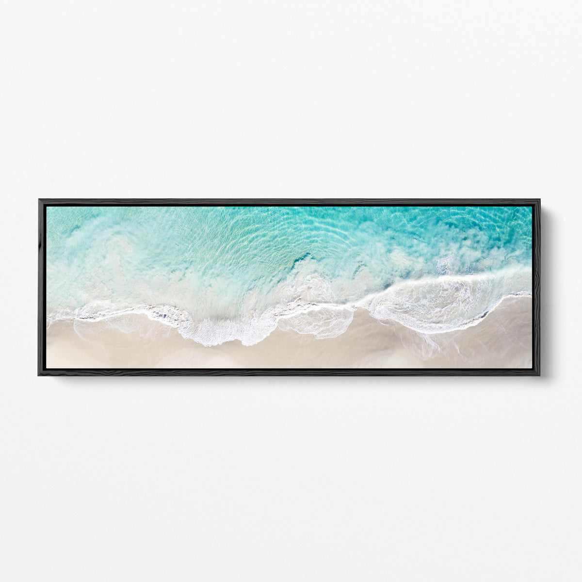 Alkimos ocean waves panoramic black framed canvas