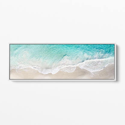 Alkimos ocean waves panoramic white framed canvas