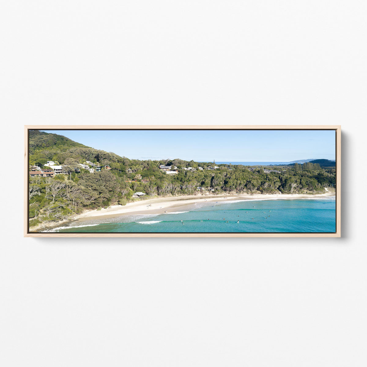 Wategos Beach rainforest panoramic oak framed canvas