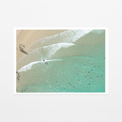 Snapper Rocks surfers fine art paper print