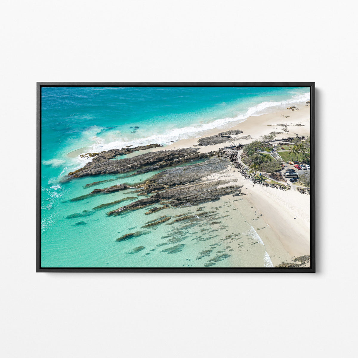 Snapper Rocks rock pool black framed canvas