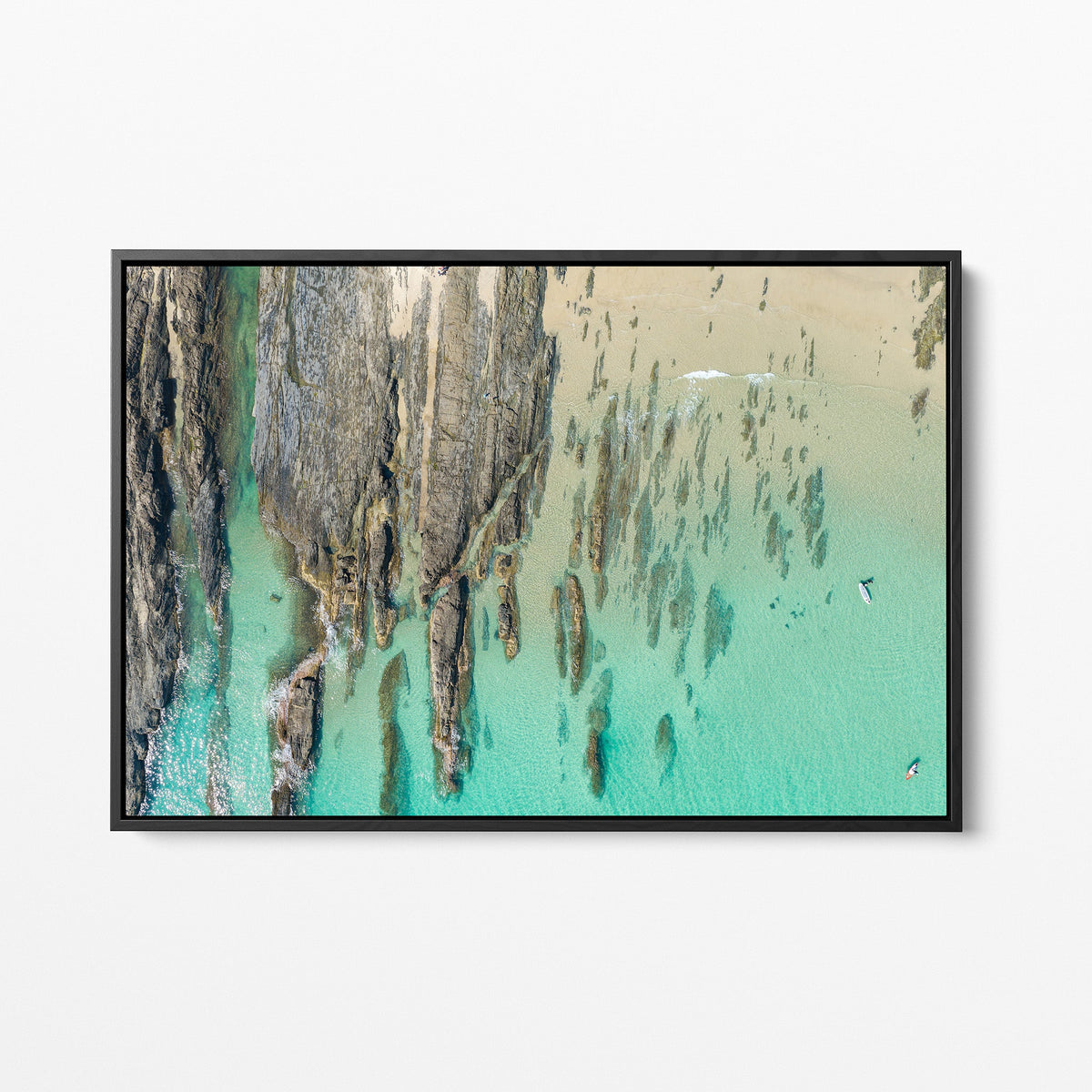Snapper Rocks reef pattern black framed canvas