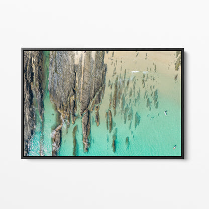 Snapper Rocks reef pattern black framed canvas