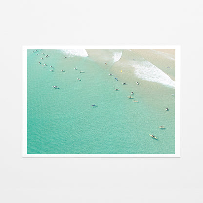 Snapper Rocks surfers aerial fine art paper print