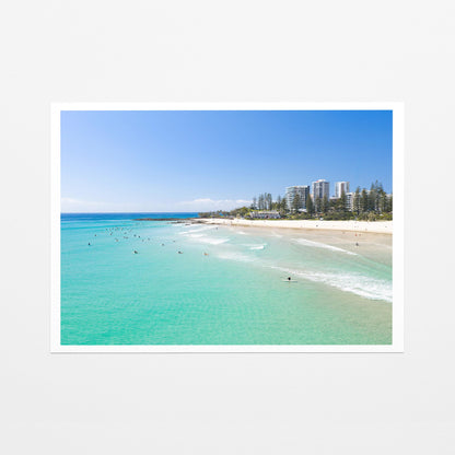 Snapper Rocks surfers skyline fine art paper print
