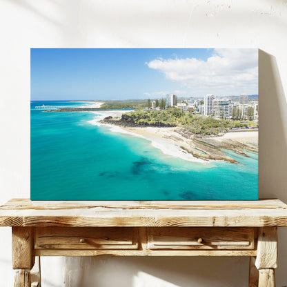 Snapper Rocks Point Danger aerial canvas wall art QLD