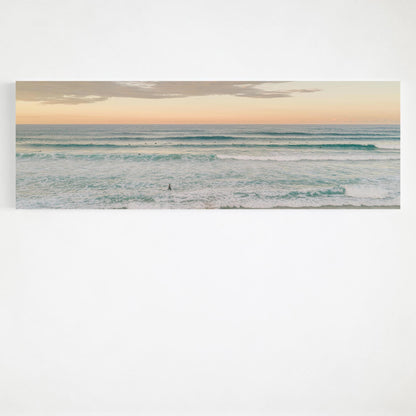 Duranbah surfers sunset panoramic canvas wall art NSW