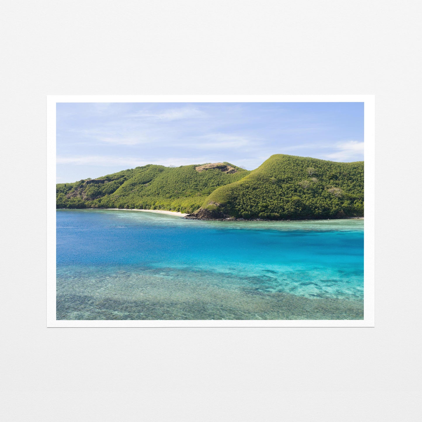 Manta Ray Island ridge and cove beach in Fiji on fine art paper
