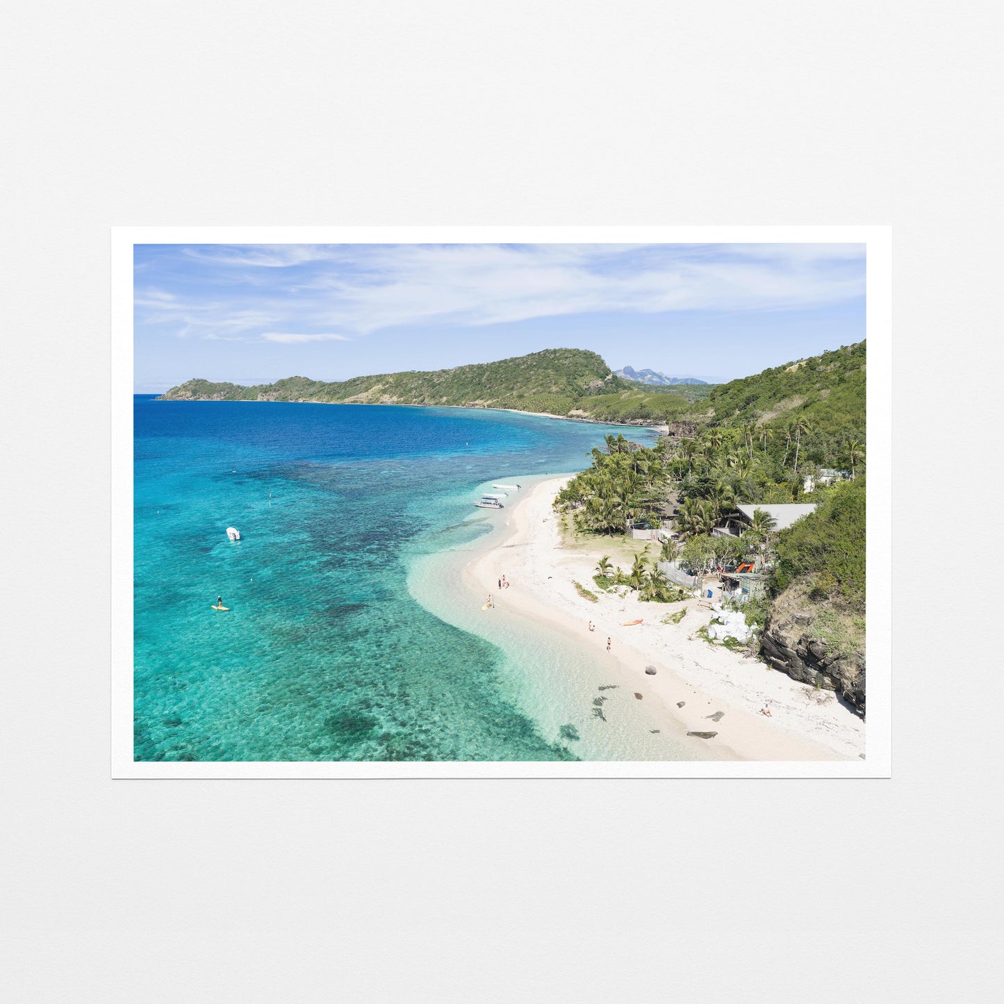 The resort beach at Manta Ray Island in Fiji on fine art paper