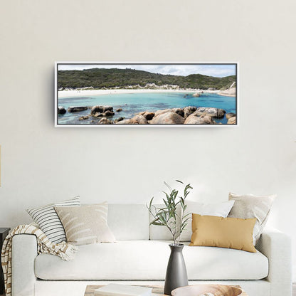 Panoramic Greens Pool canvas in a white frame