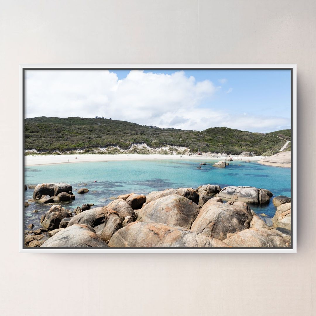 Greens Pool canvas in a white frame