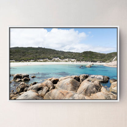 Greens Pool canvas in a white frame