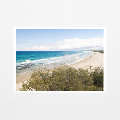 Aerial photograph of the Hastings Point coastline NSW past the dune scrub as a fine art paper print