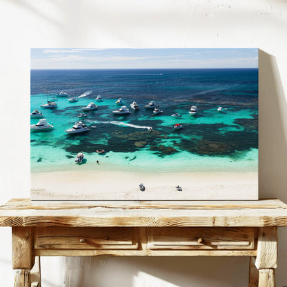Longreach Bay aerial canvas wall art Rottnest Island WA