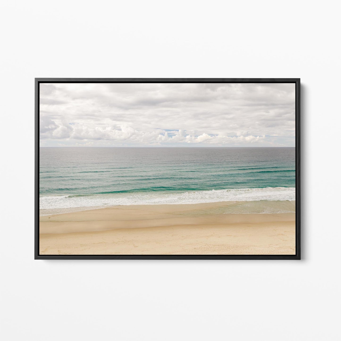 Maggies Beach Tweed Coast black framed canvas