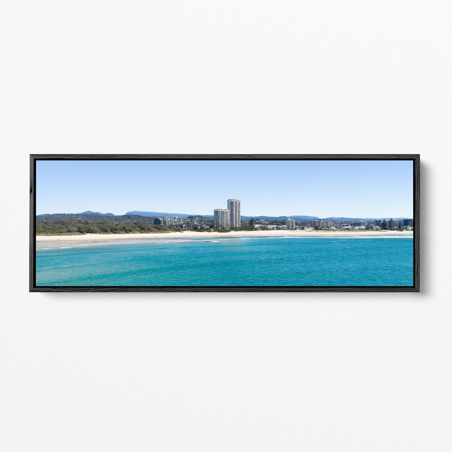 Palm Beach skyline panoramic black framed canvas