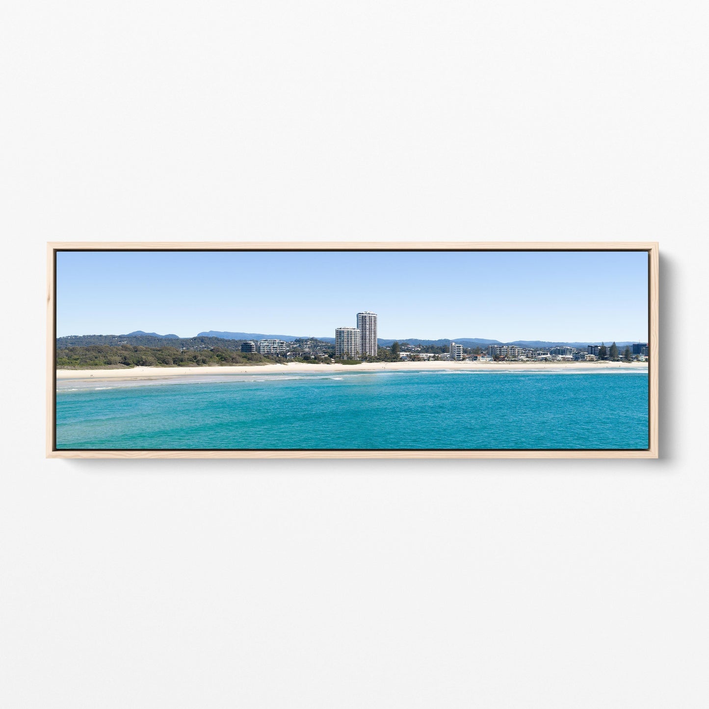 Palm Beach skyline panoramic oak framed canvas