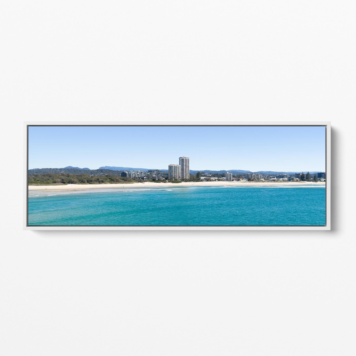 Palm Beach skyline panoramic white framed canvas