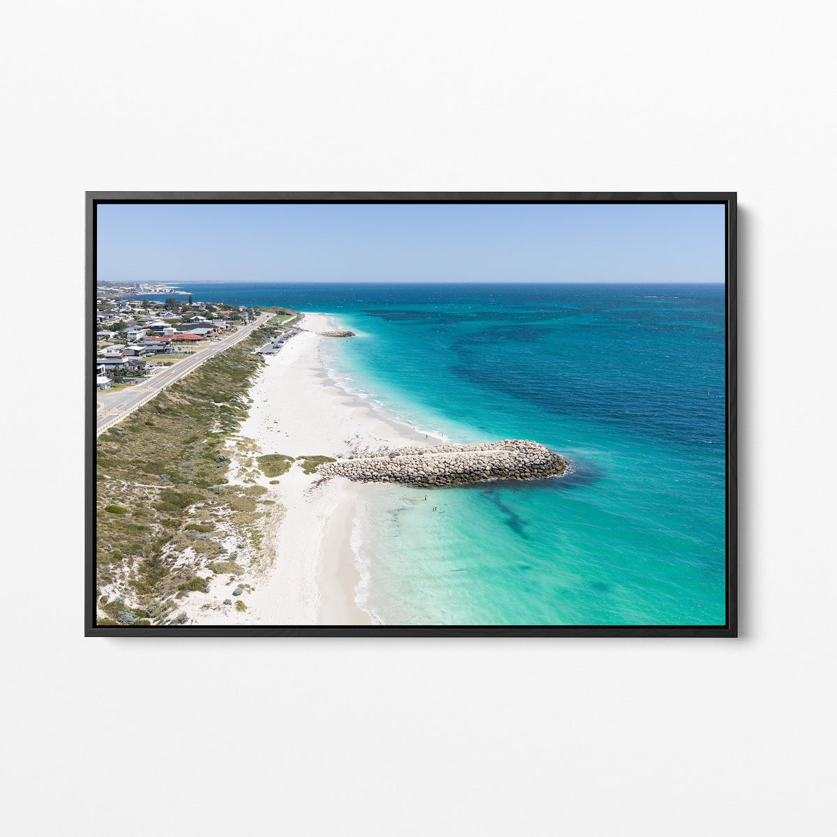 Quinns Rocks groyne black framed canvas