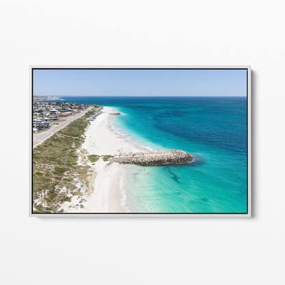 Quinns Rocks groyne white framed canvas