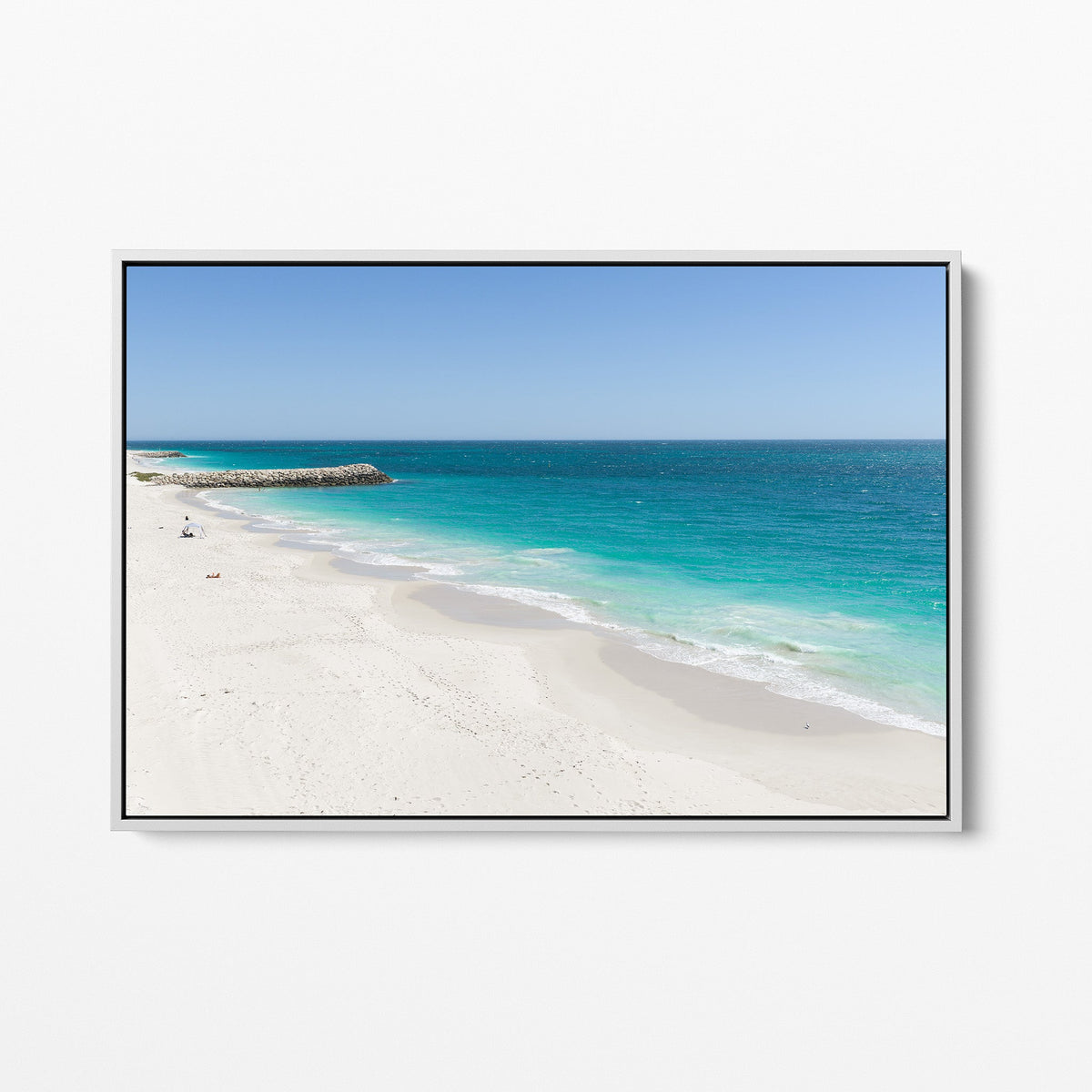 Quinns Rocks groyne white framed canvas II