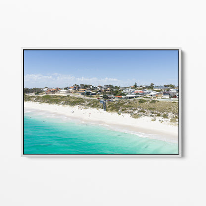 Quinns Rocks Beach white framed canvas