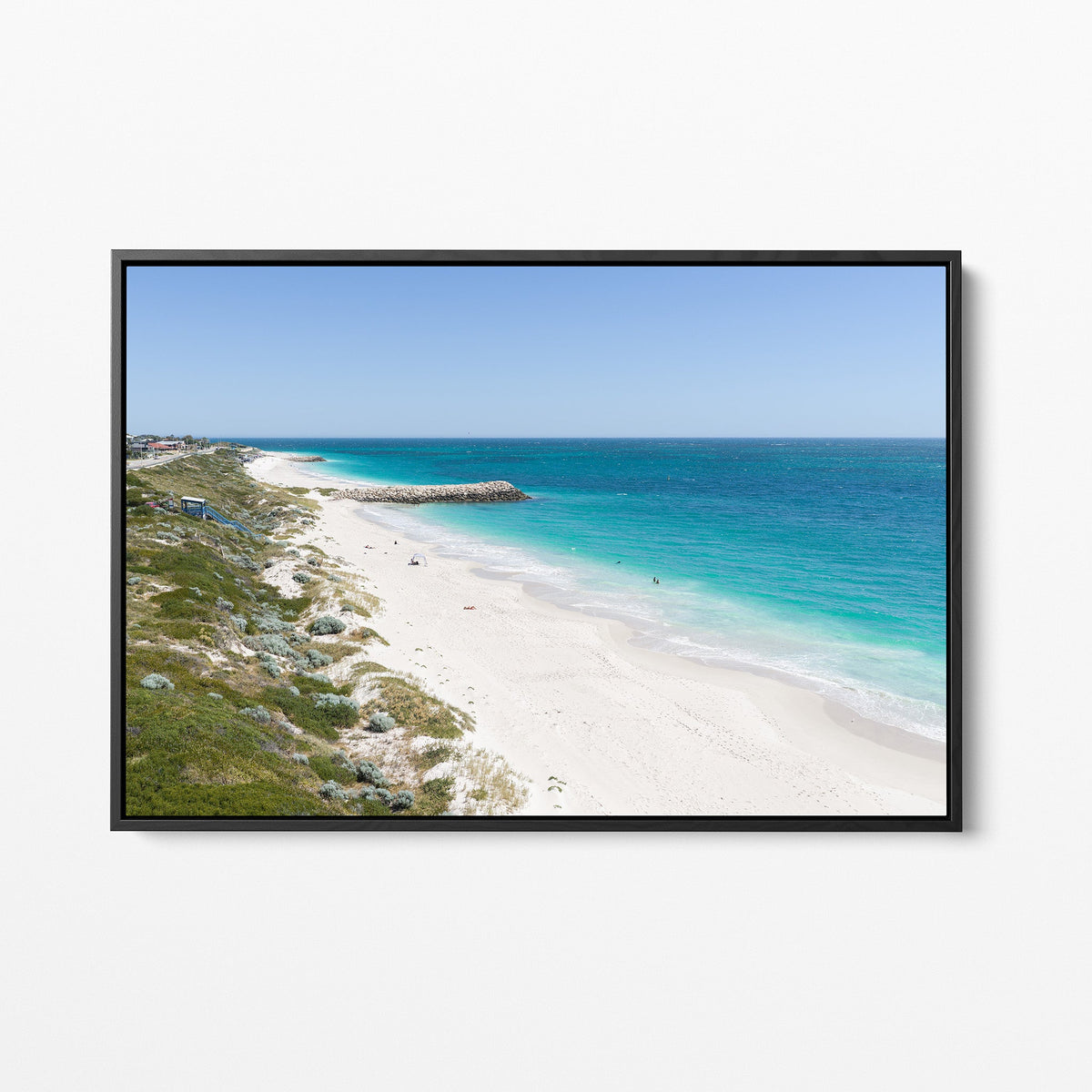 Quinns Rocks jetty black framed canvas
