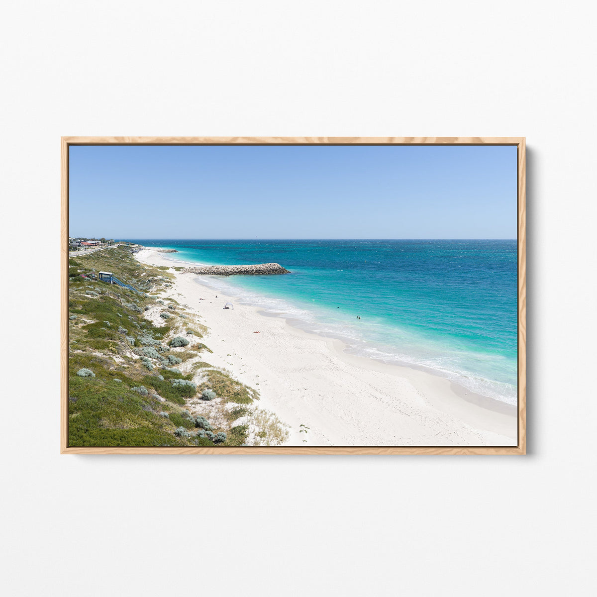 Quinns Rocks jetty oak framed canvas