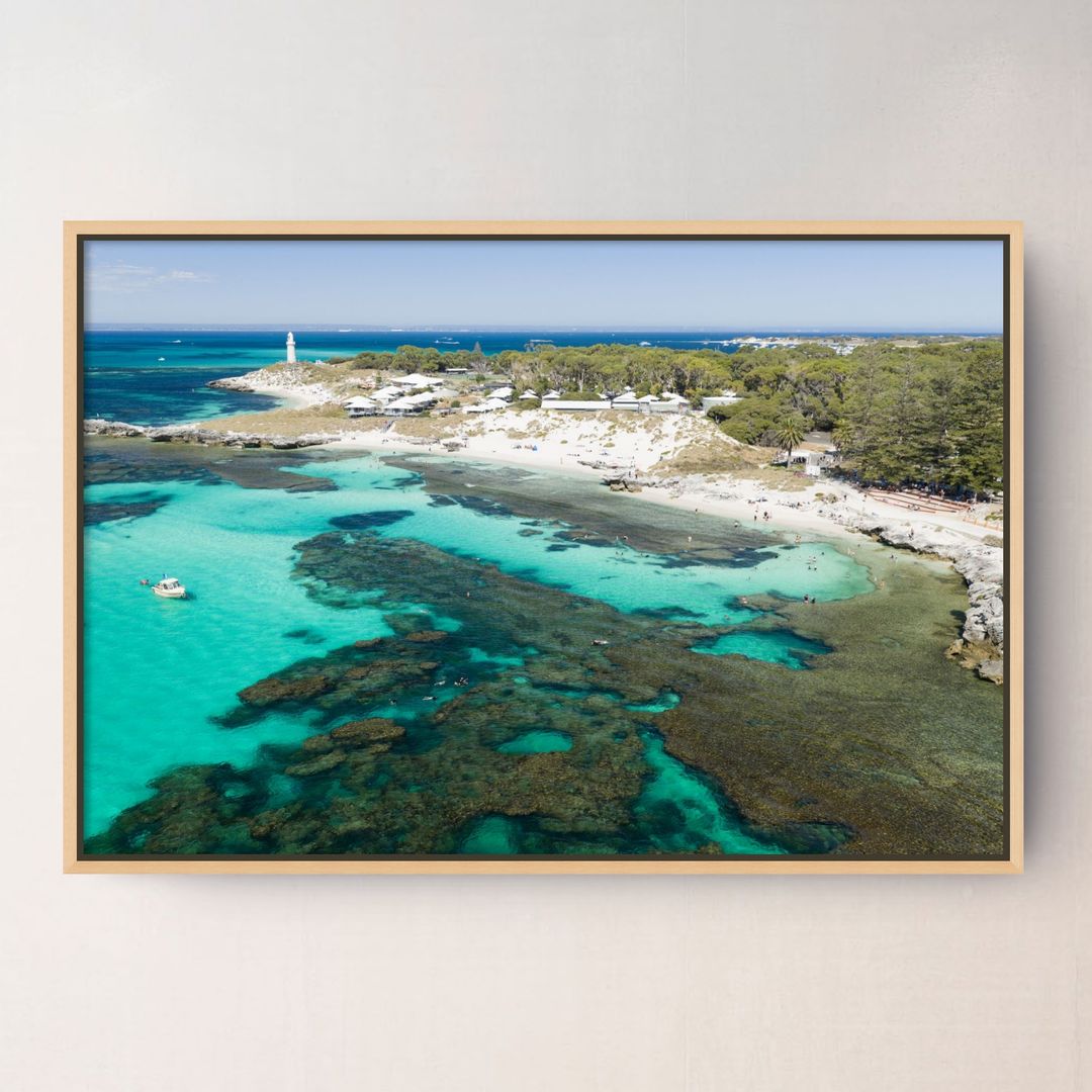The Basin, Rottnest Island canvas in an oak frame