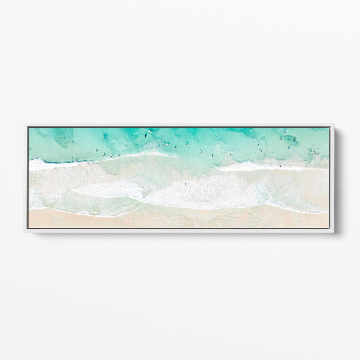 Scarborough Beach panoramic white framed canvas Perth