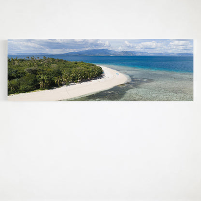 Serenity Island sandspit in Fiji panoramic canvas wall art