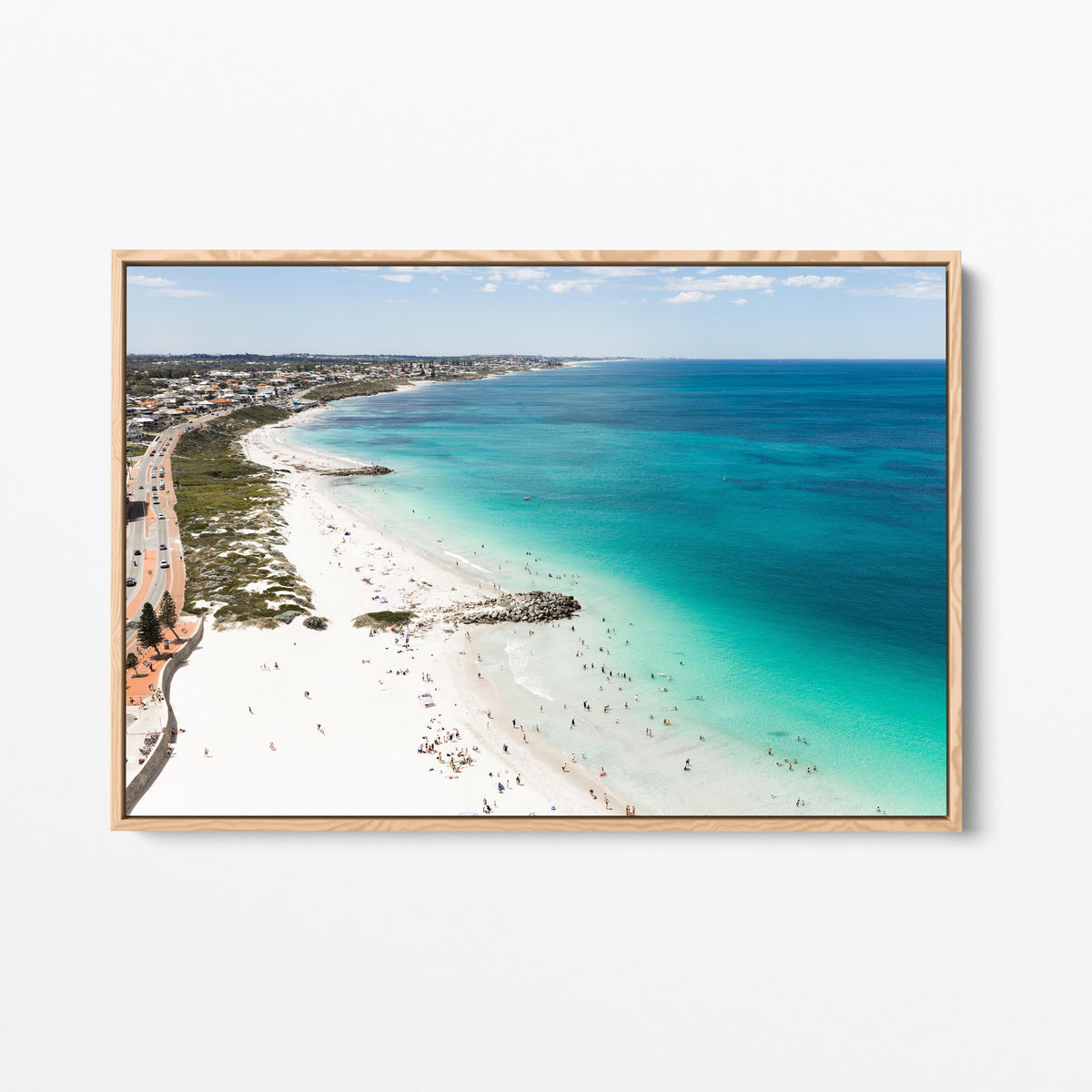 Sorrento Coastline Oak Framed Canvas