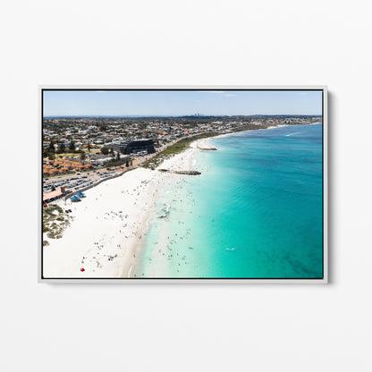 Sorrento Beach White Framed Canvas