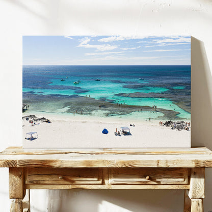 The Basin Beach aerial canvas wall art Rottnest Island WA