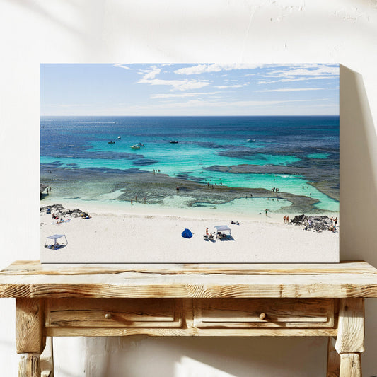 The Basin Beach aerial canvas wall art Rottnest Island WA