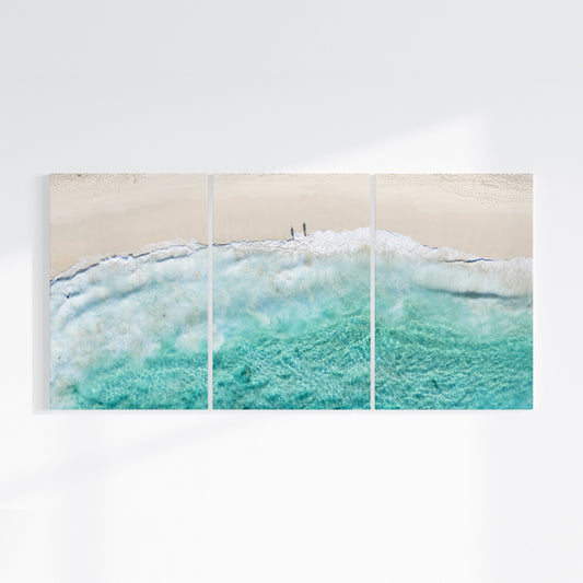 Yallingup birdseye three piece canvas wall art on wall