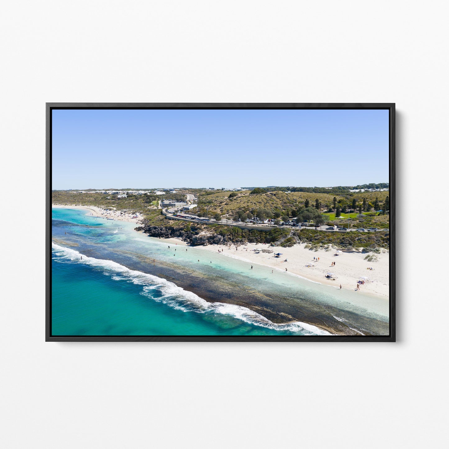 Yanchep Lagoon, the reef and the coast road, in a black frame