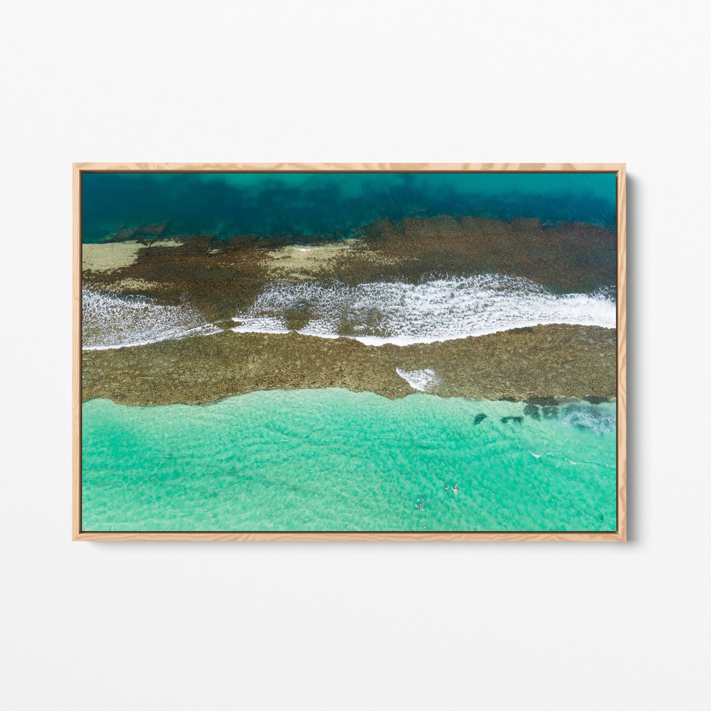 Reef and breaking water at Yanchep Lagoon, in an oak frame