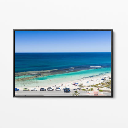 The beach and reef at Yanchep Lagoon in a black frame