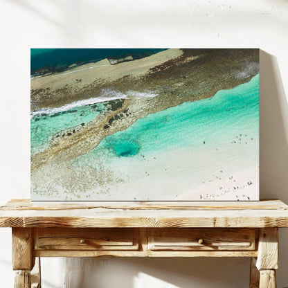 The reef and turquoise channel at Yanchep Lagoon, printed on stretched canvas