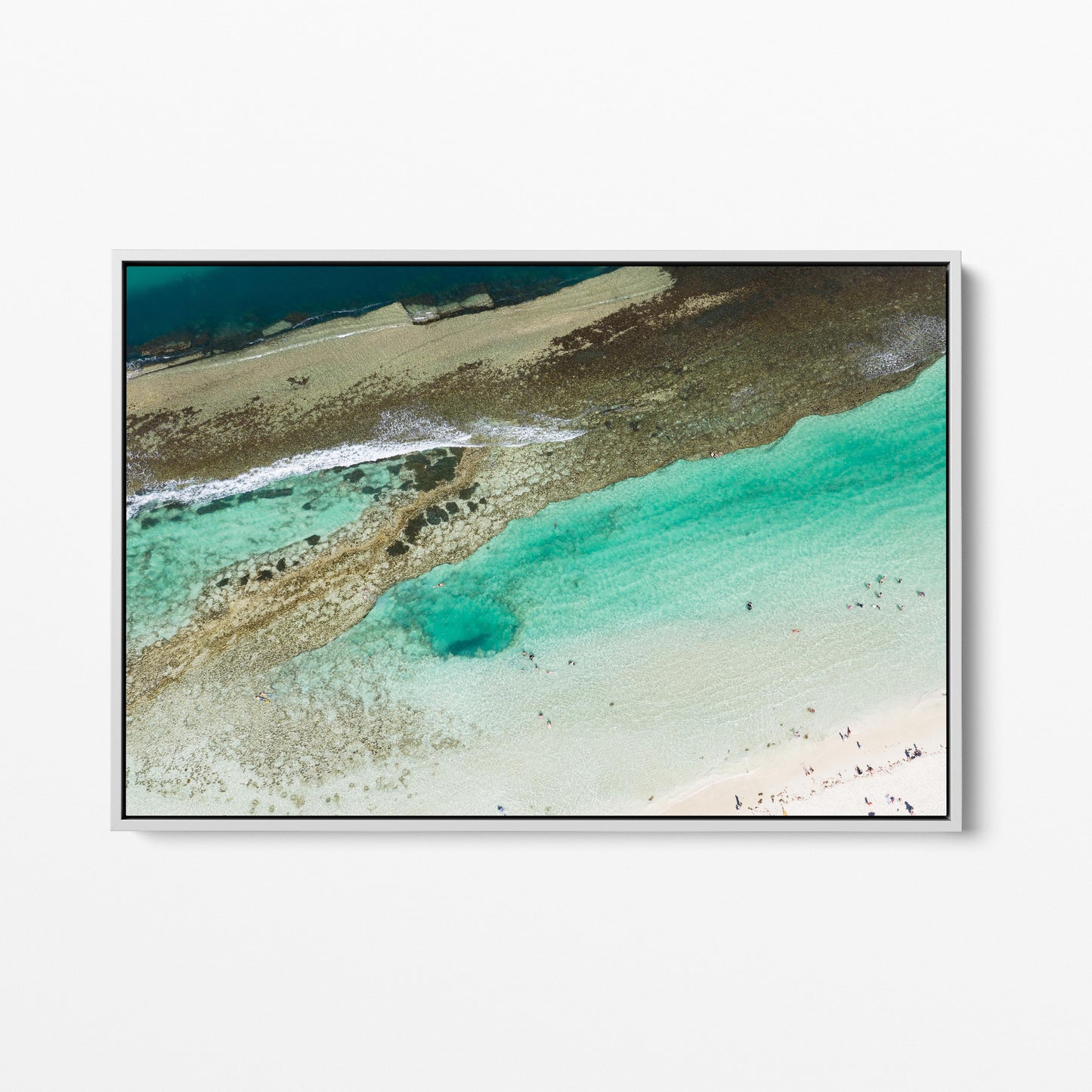 The reef and turquoise channel at Yanchep Lagoon, in a white frame