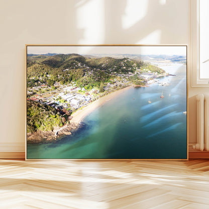 Paihia Beach print displayed on a wall
