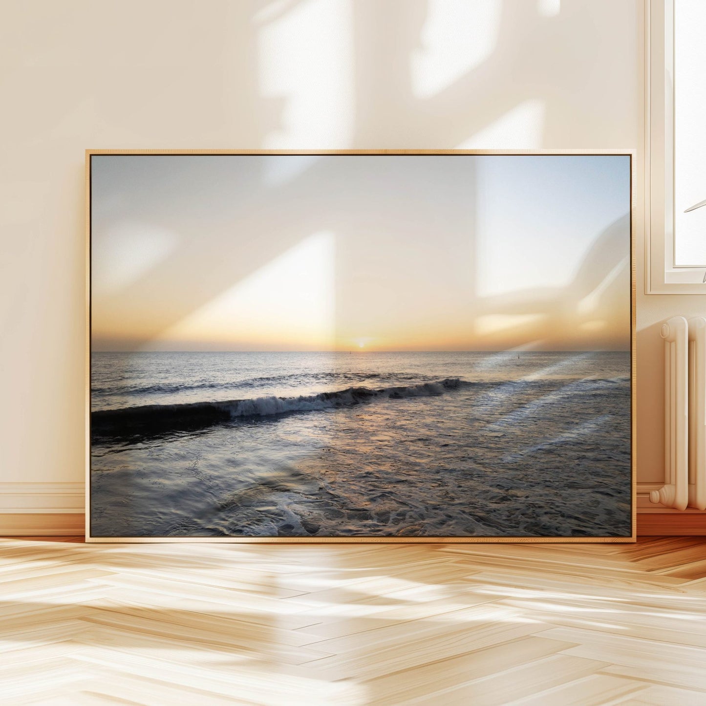 Scarborough Beach at sunset print displayed on a wall