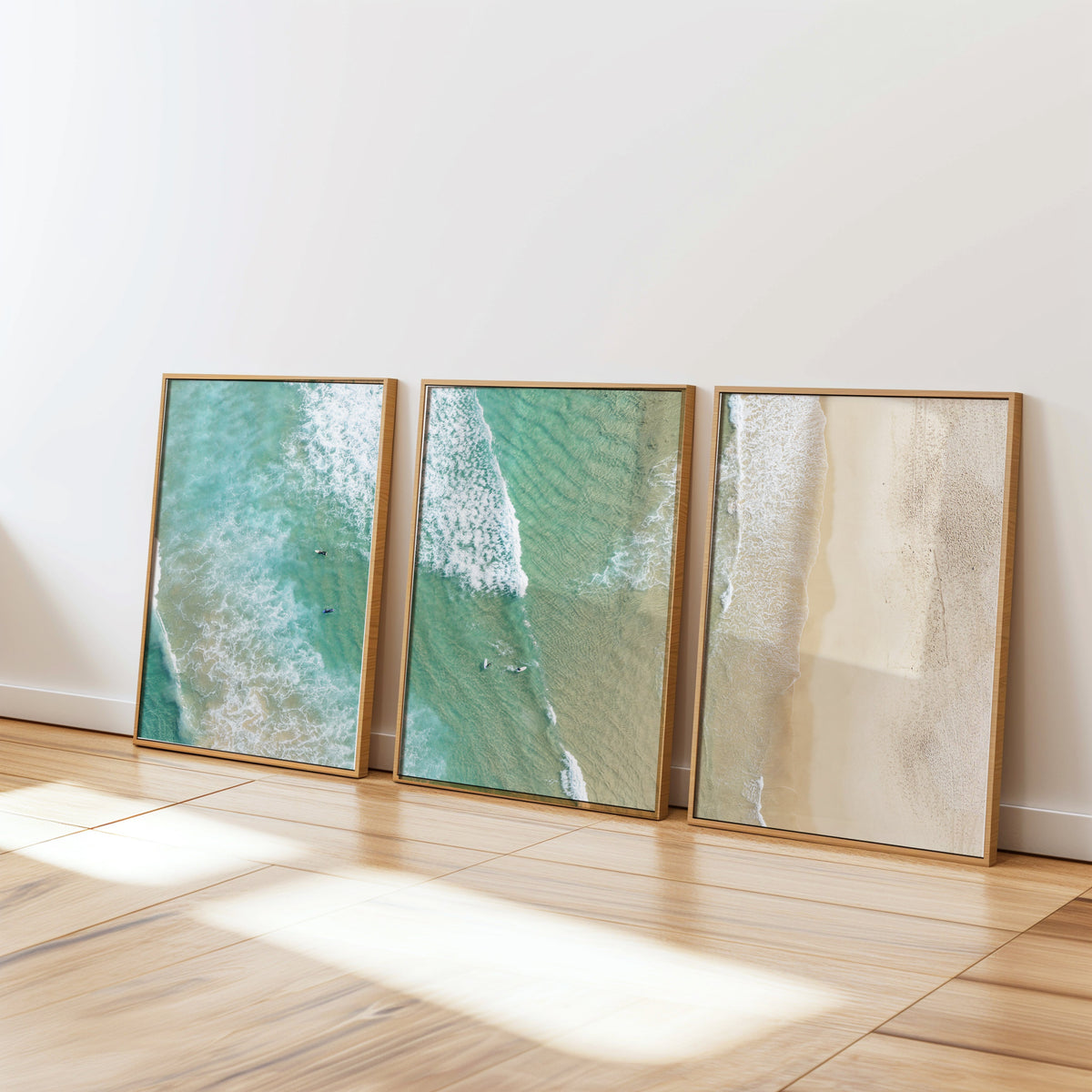 Bondi Beach birdseye three piece canvas wall art NSW