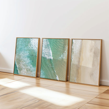 Bondi Beach birdseye three piece canvas wall art NSW