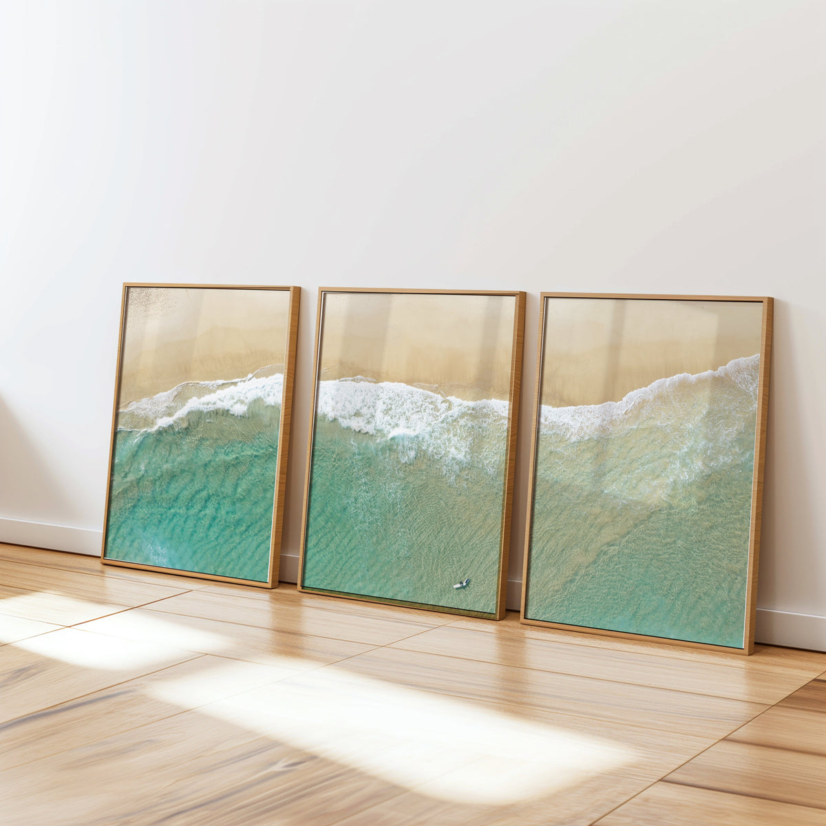 Bondi Beach birdseye three piece canvas wall art II NSW